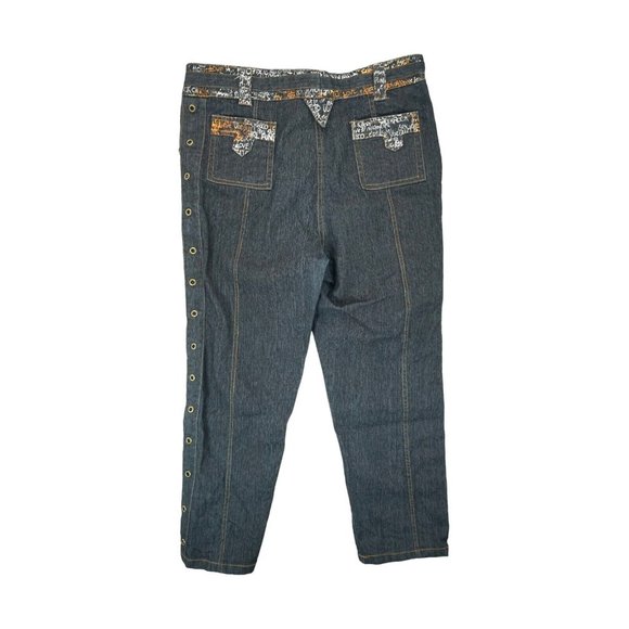 Erica Brooke Collection Stretch Women's Black Jeans Side Slats and Holes 22 Plus - Picture 6 of 7